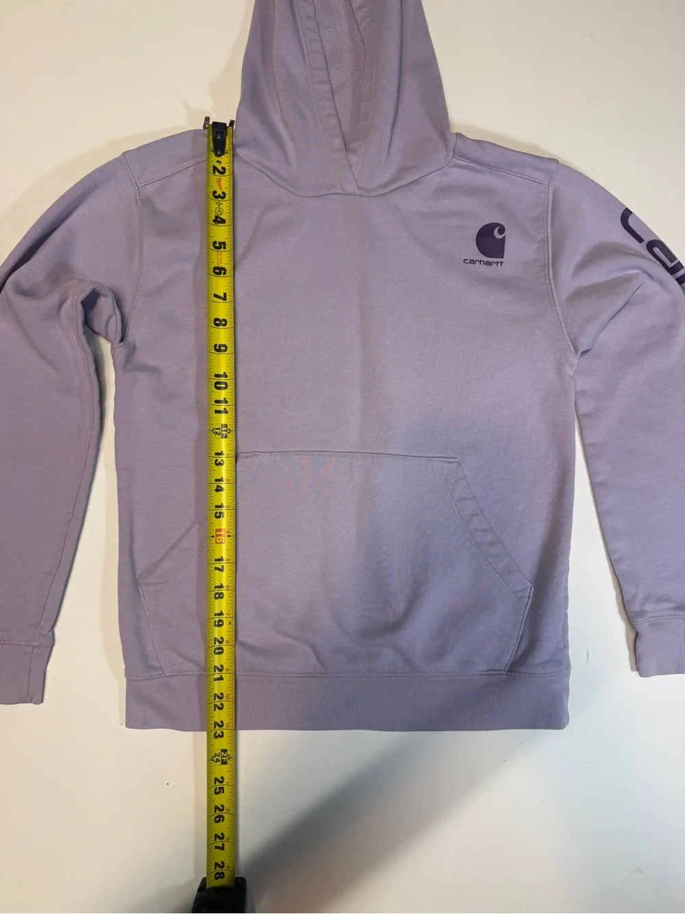 Carhartt Kids Lavender Pullover Hoodie with Sleeve Logo